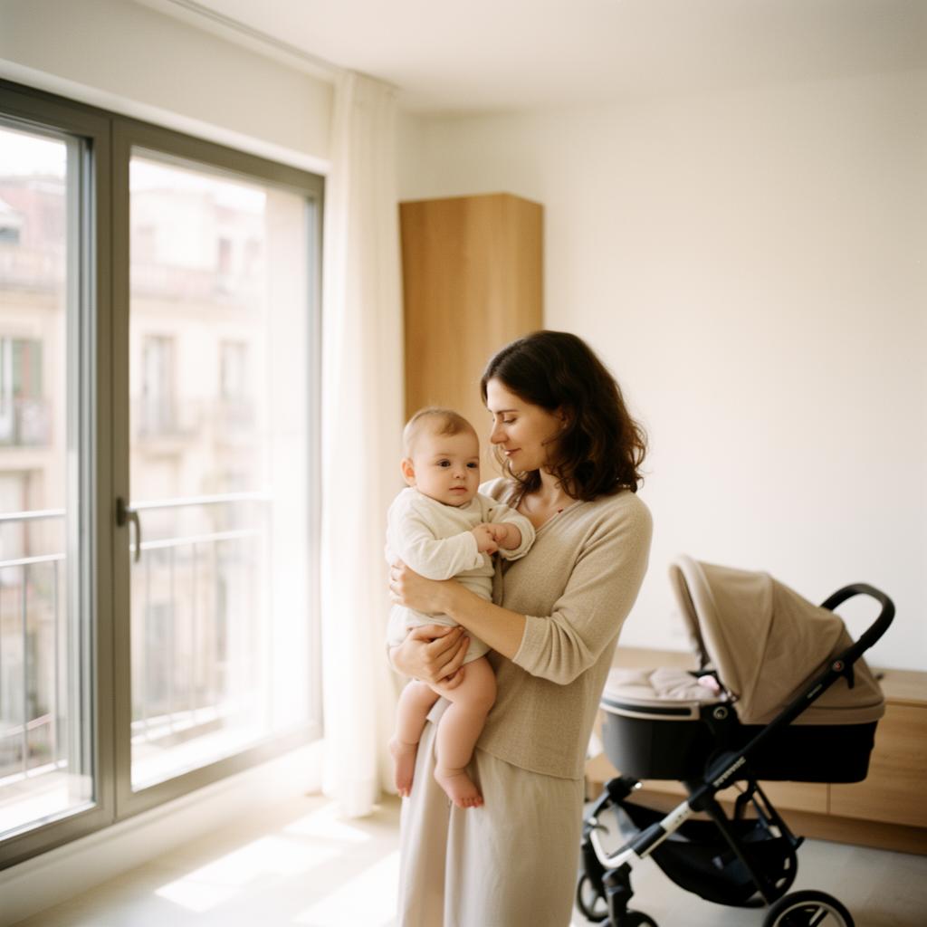 Family exploring Barcelona with baby gear